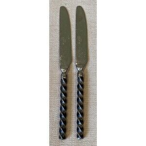 2 Pc Lot Pier 1 Imports PII14 Heavy Stainless 18/8 Twist Handle Dinner Knife 9"